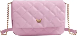 SweatyRocks Girl's PU Leather Chain Strap Crossbody Bag Metal Decor Flap Wallet Mini Square Bag Pink One-Size