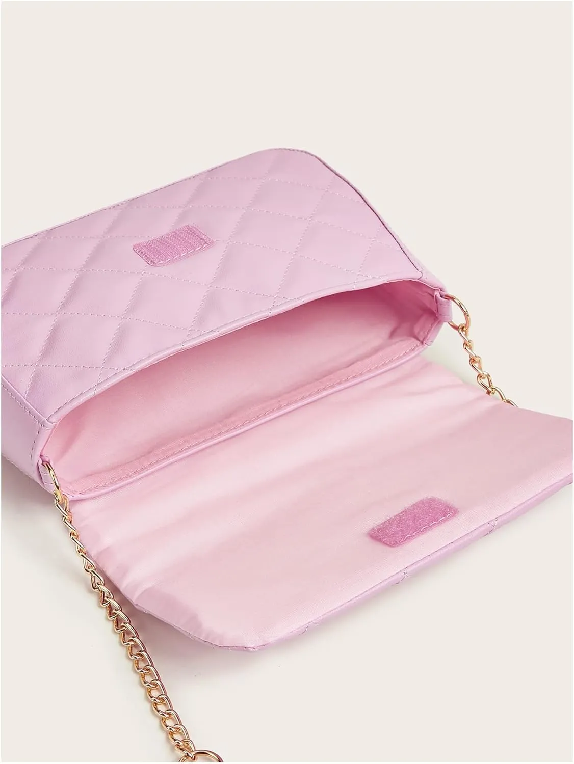 SweatyRocks Girl's PU Leather Chain Strap Crossbody Bag Metal Decor Flap Wallet Mini Square Bag Pink One-Size