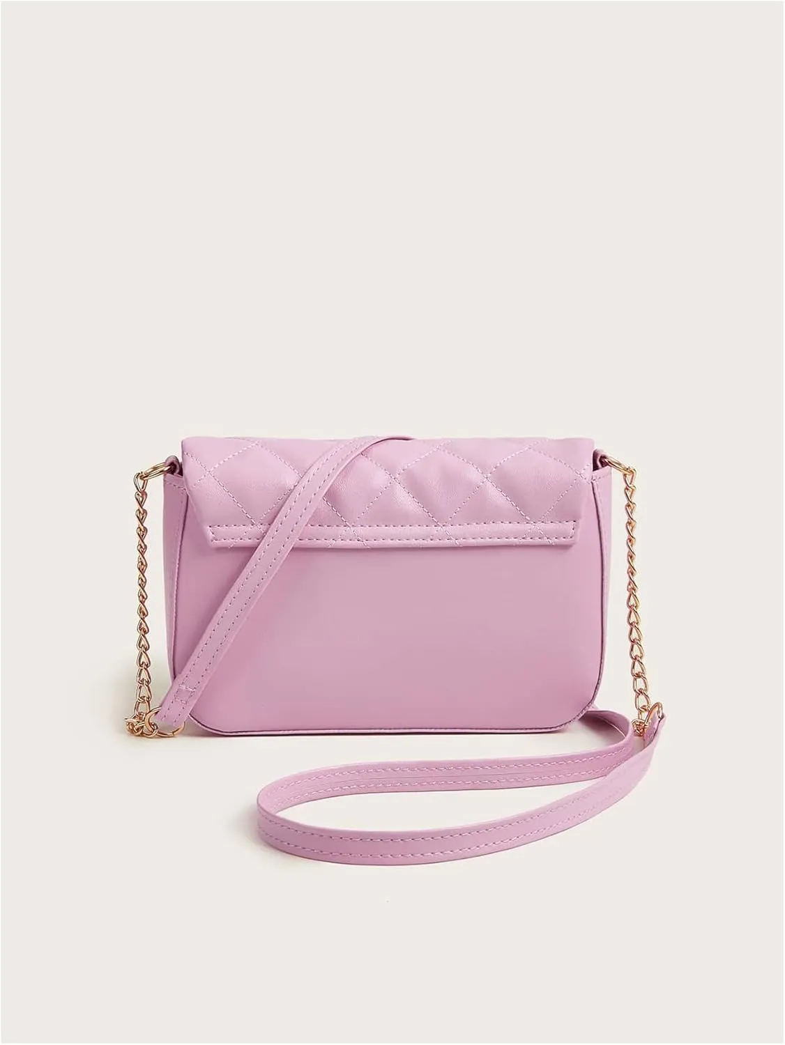SweatyRocks Girl's PU Leather Chain Strap Crossbody Bag Metal Decor Flap Wallet Mini Square Bag Pink One-Size