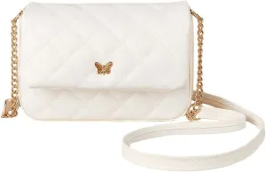 SweatyRocks Girl's PU Leather Chain Strap Crossbody Bag Metal Decor Flap Wallet Mini Square Bag White One-Size