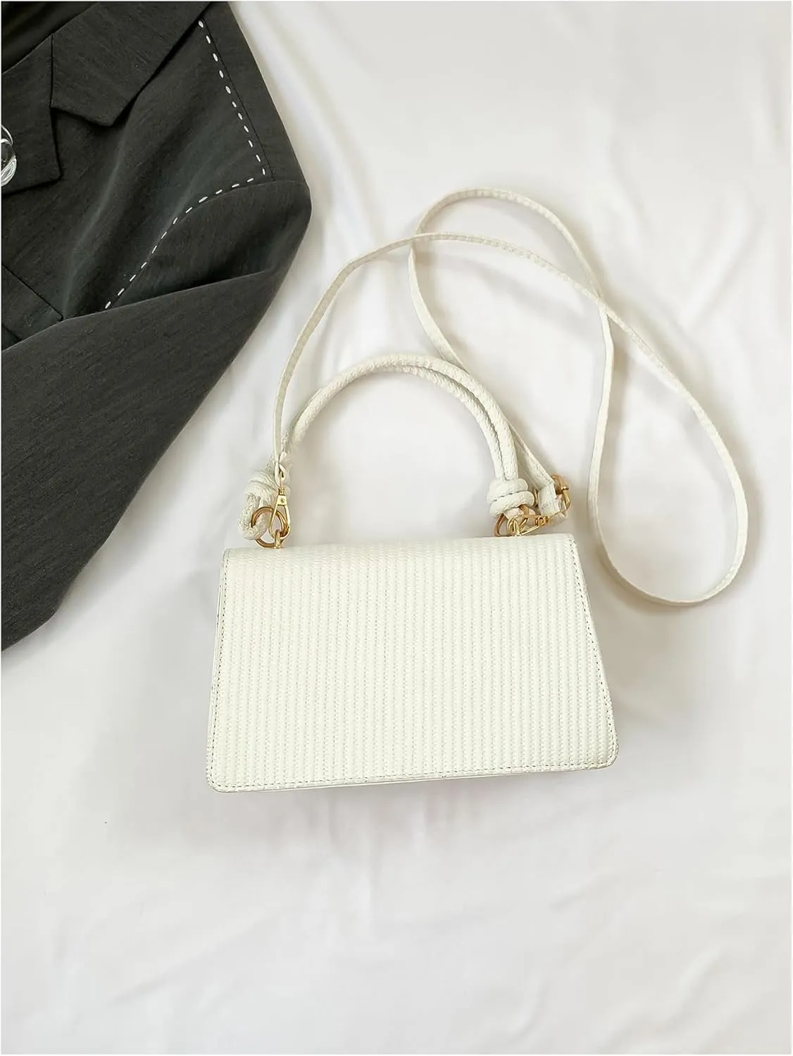 SweatyRocks Women's Tote Handbag Small Textured Knot Strap Crossbody Purse