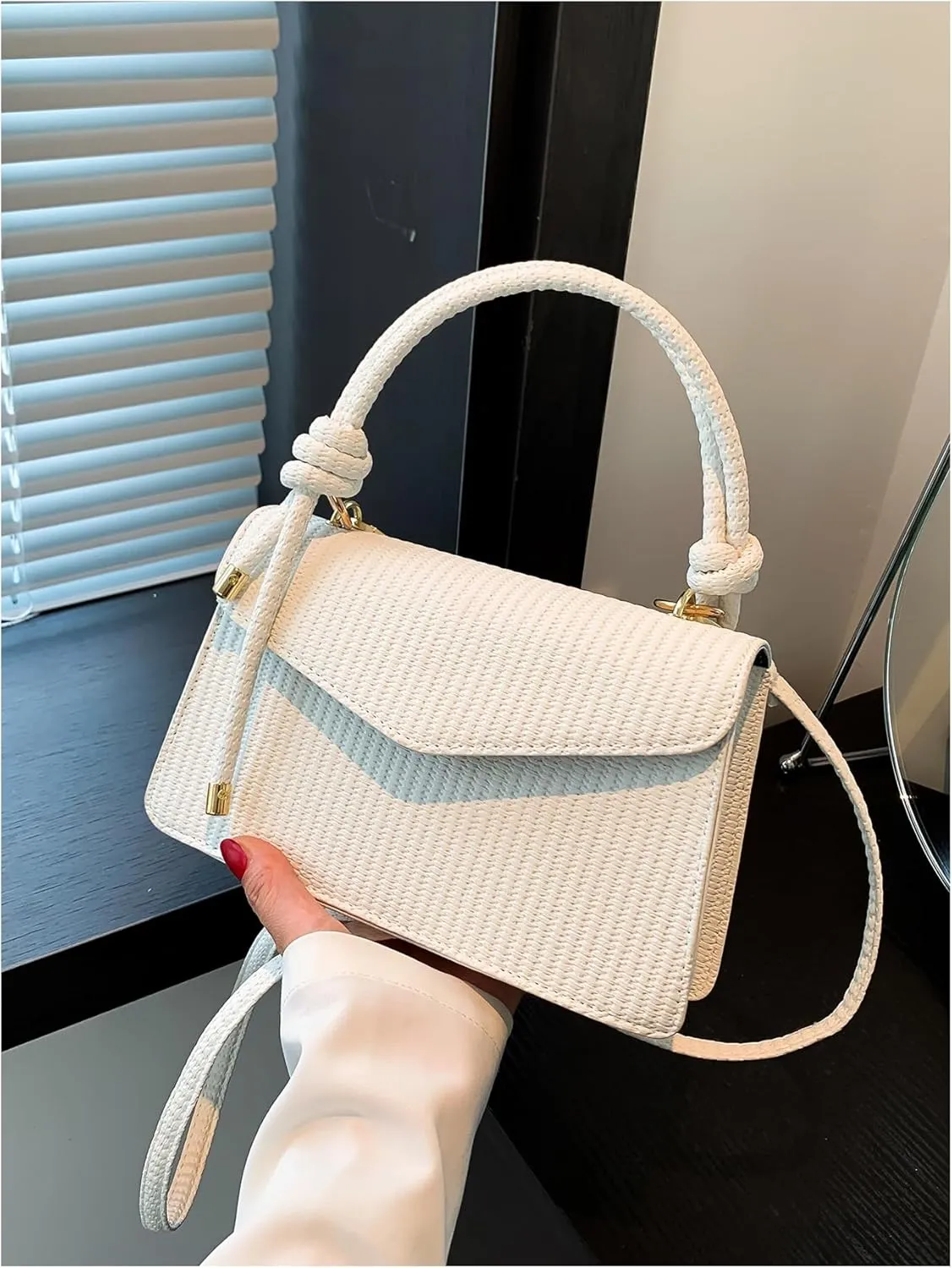 SweatyRocks Women's Tote Handbag Small Textured Knot Strap Crossbody Purse