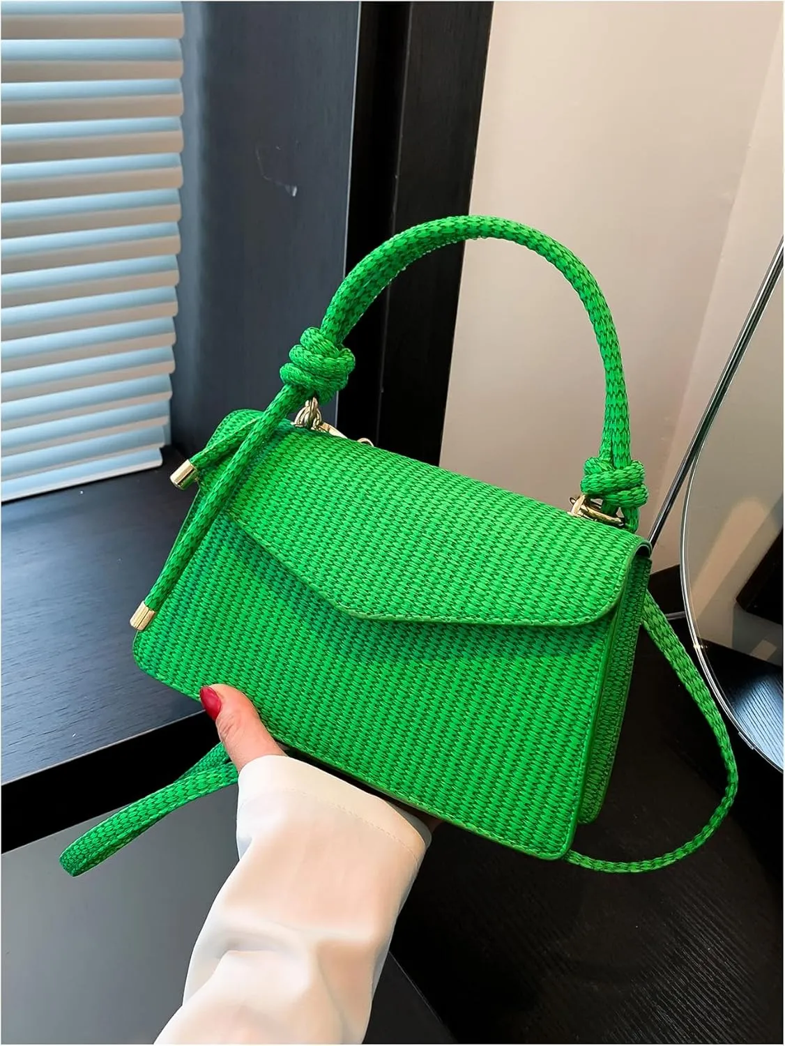 SweatyRocks Women's Tote Handbag Small Textured Knot Strap Crossbody Purse