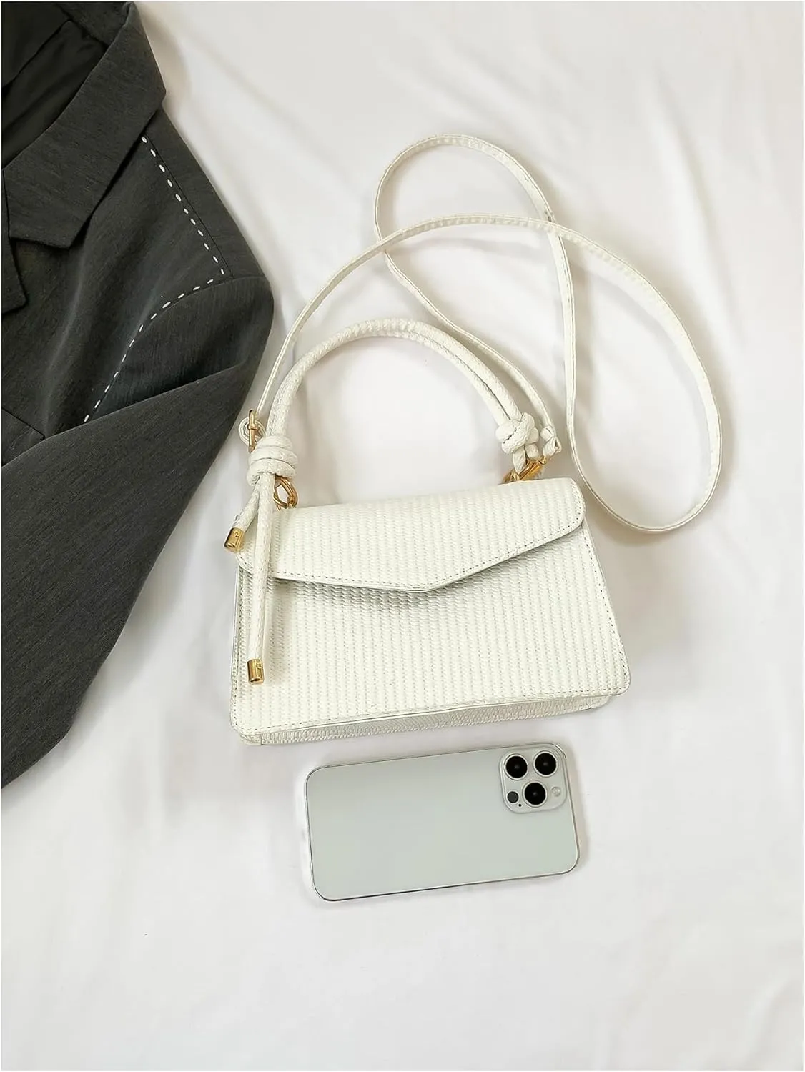 SweatyRocks Women's Tote Handbag Small Textured Knot Strap Crossbody Purse