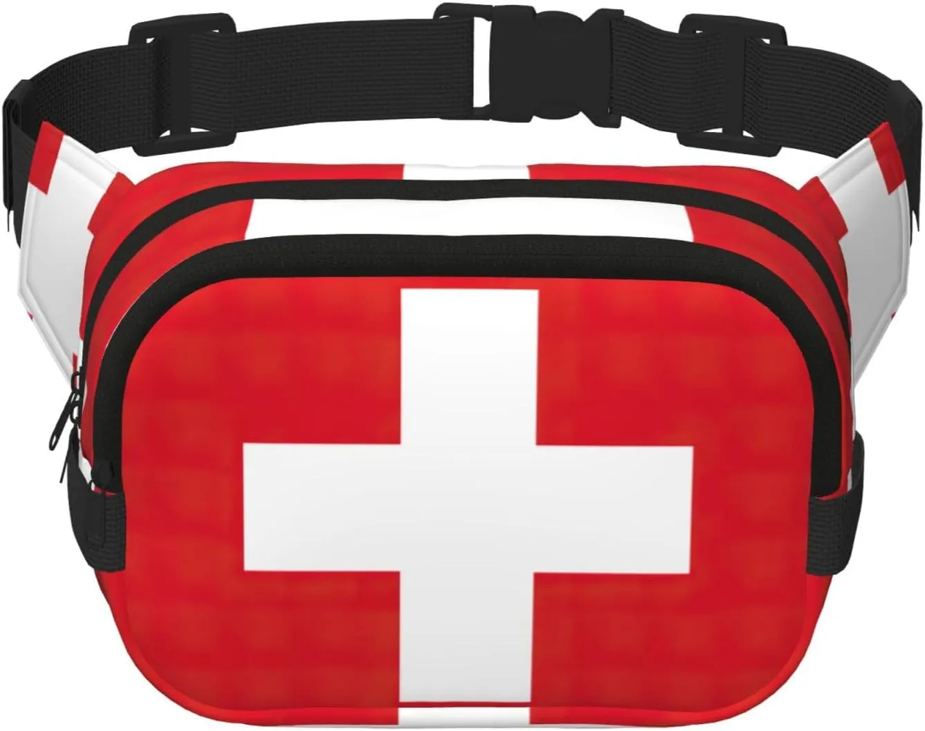 Swiss Flag print Large Fanny Packs for Women Cute Cross Body Waist Bag Fashionable Fanny Pack