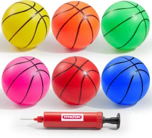 SYNCFUN 6 PCS Mini Basketballs, 5 inches Colorful Small Ball for Basketball Hoop, Inflatable Rubber Ball, Sports Toys Gift for Toddlers and Teenagers (6 Colors)