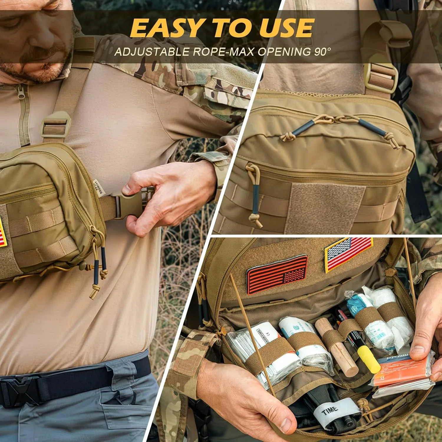 Tactical Chest Pack Bag Molle EDC Pouch Bag with CCW Compartment Adjustable Strap Workouts Fishing Hunting