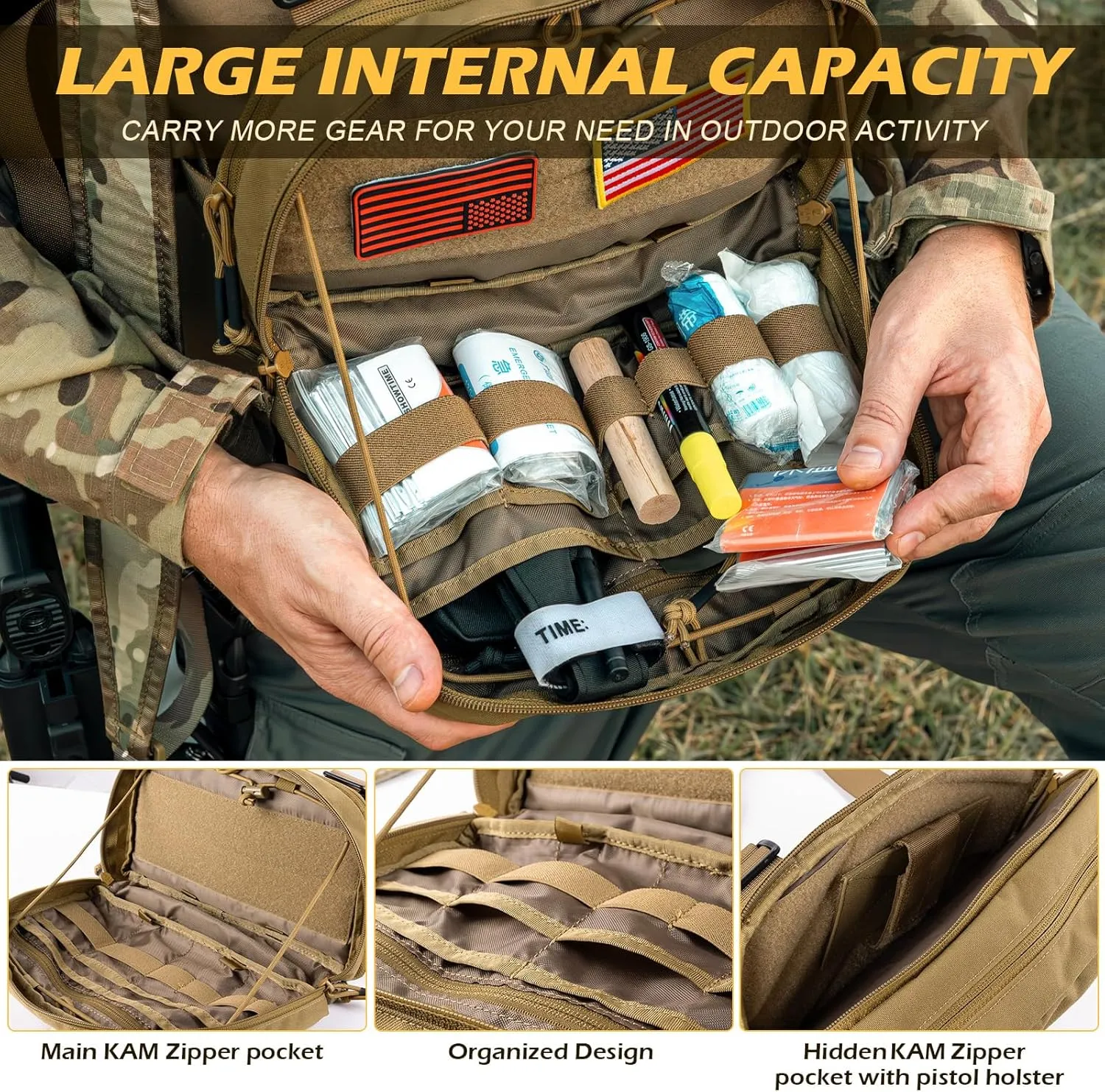 Tactical Chest Pack Bag Molle EDC Pouch Bag with CCW Compartment Adjustable Strap Workouts Fishing Hunting