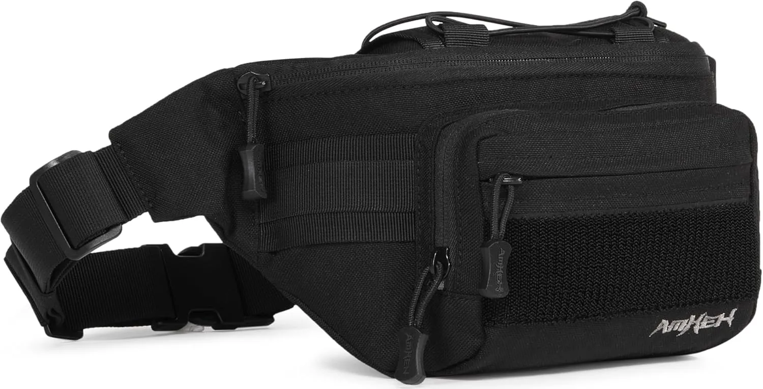 Tactical Fanny Pack Military Army Molle Edc Hip Waist Bag for Men Women 3.5L (Black)