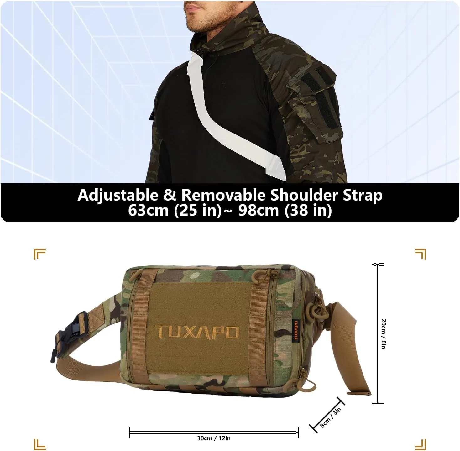 Tactical Shoulder Bag - Small Military Tactical Sling Backpack, Nylon EDC Bag for Hiking, Travel, & Everyday Use (CP Camo)