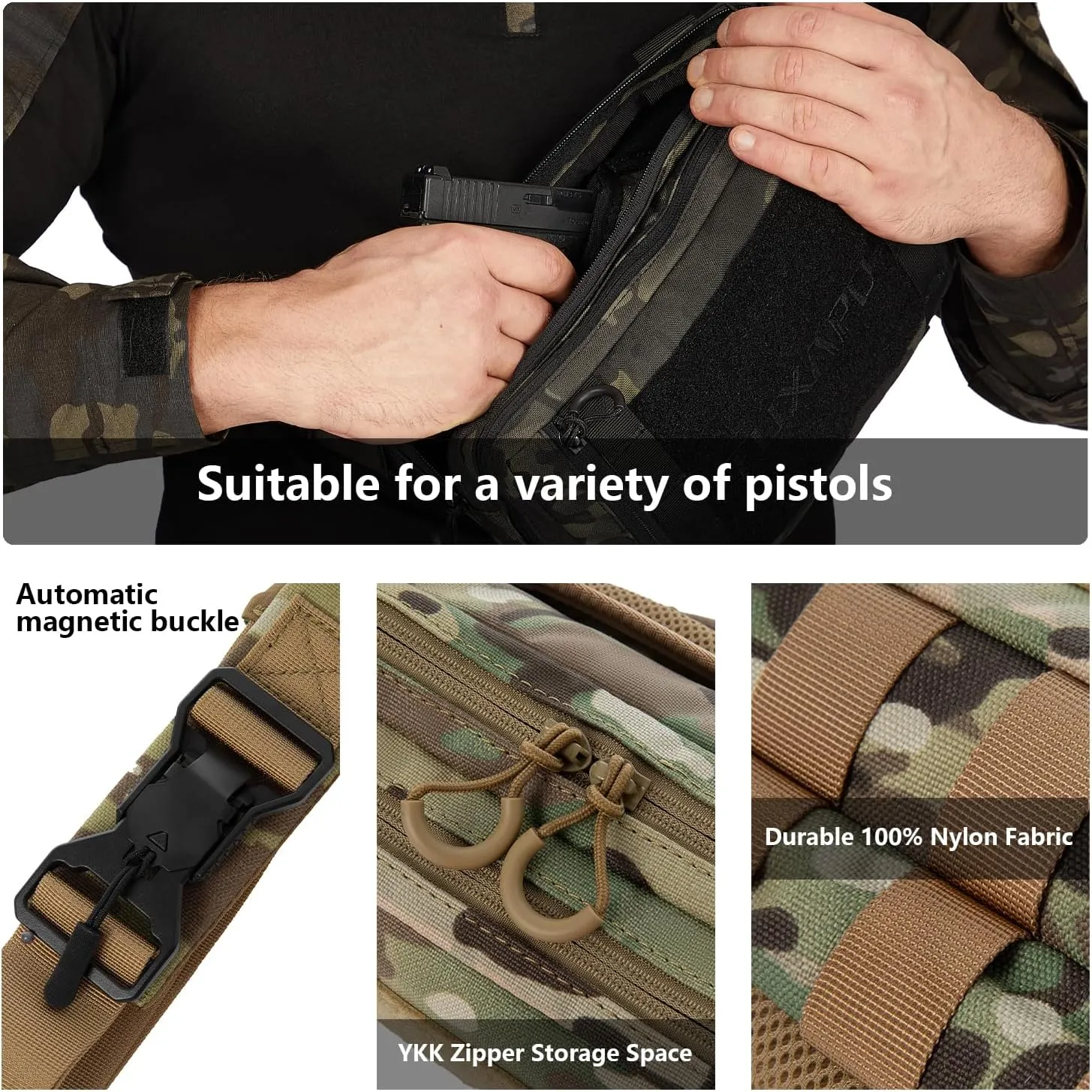 Tactical Shoulder Bag - Small Military Tactical Sling Backpack, Nylon EDC Bag for Hiking, Travel, & Everyday Use (CP Camo)