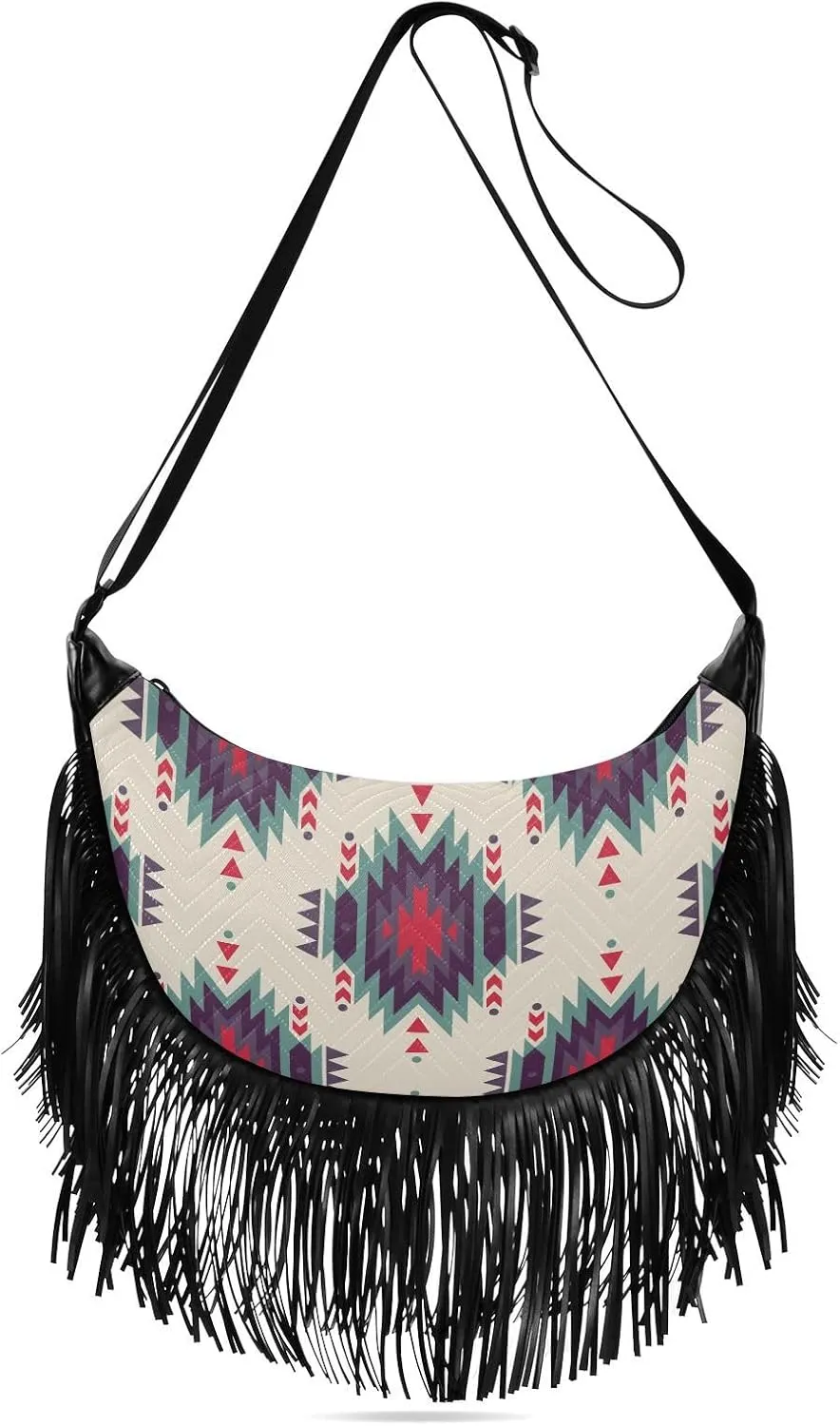 Tassel Crossbody Bag Women Fringe Boho Handbag Hippie Purse Vintage '70s Daily Bag