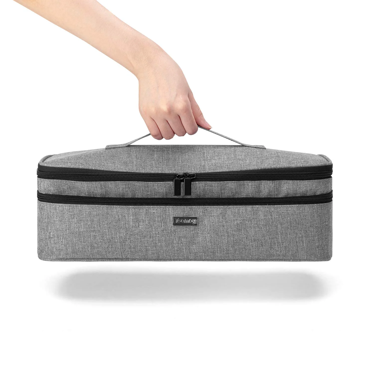 Teamoy Double-Layer Travel Storage Bag Compatible with Revlon One-Step Hair Dryer and Volumizer Hot Air Brush and Attachments, Gray(Bag Only)