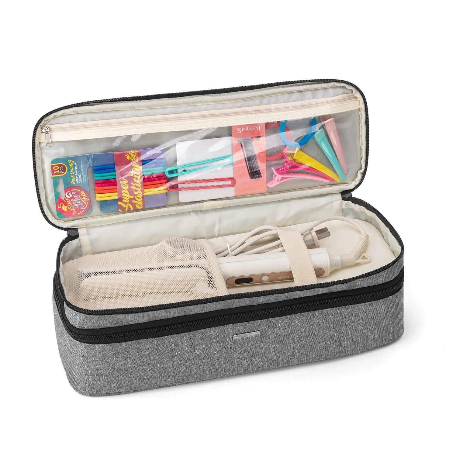Teamoy Double-Layer Travel Storage Bag Compatible with Revlon One-Step Hair Dryer and Volumizer Hot Air Brush and Attachments, Gray(Bag Only)
