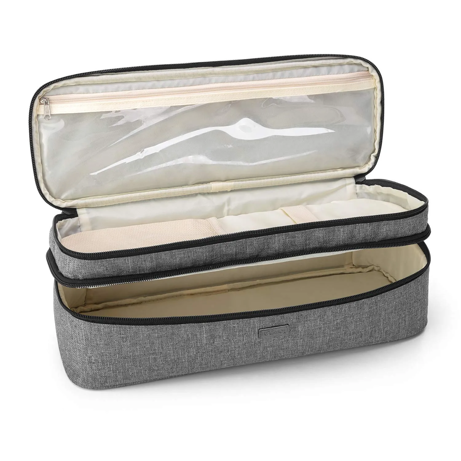 Teamoy Double-Layer Travel Storage Bag Compatible with Revlon One-Step Hair Dryer and Volumizer Hot Air Brush and Attachments, Gray(Bag Only)