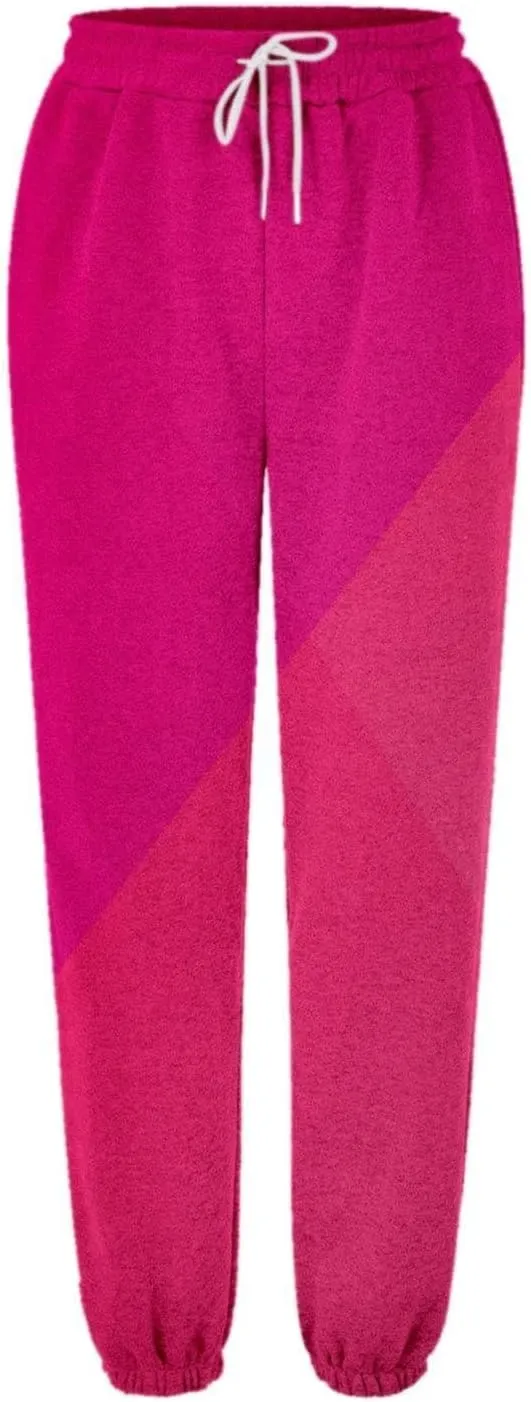 Teen Girls Cute Sweatpants Two Tone Drawstring Elastic Waist Cinch Bottom Joggers Lounge Slacks Womens Loose Soft Activewear
