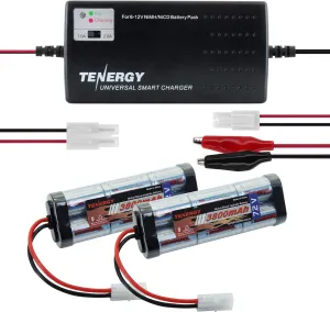 Tenergy 7.2V NiMH Battery Pack for RC Car, 3800mAh Flat 2-Pack With Standard Tamiya Connector   6V-12V Universal Charger for NiMH/NiCd Packs, RC Hobbies, Airsoft Guns