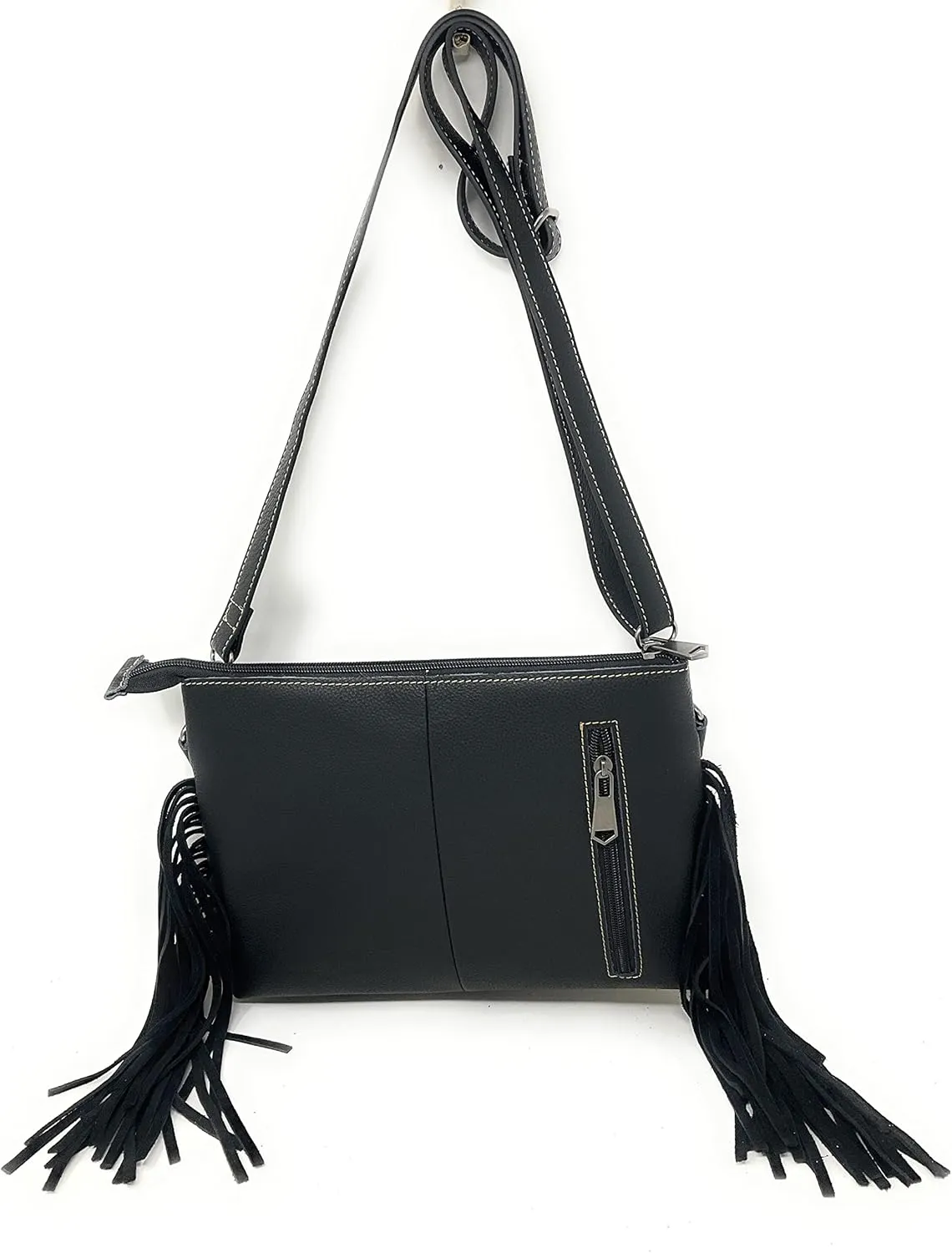 Texas West Handcrafted Genuine Leather Western Cowhide Womens Fringe Clutch Crossbody Bag in 2 Colors