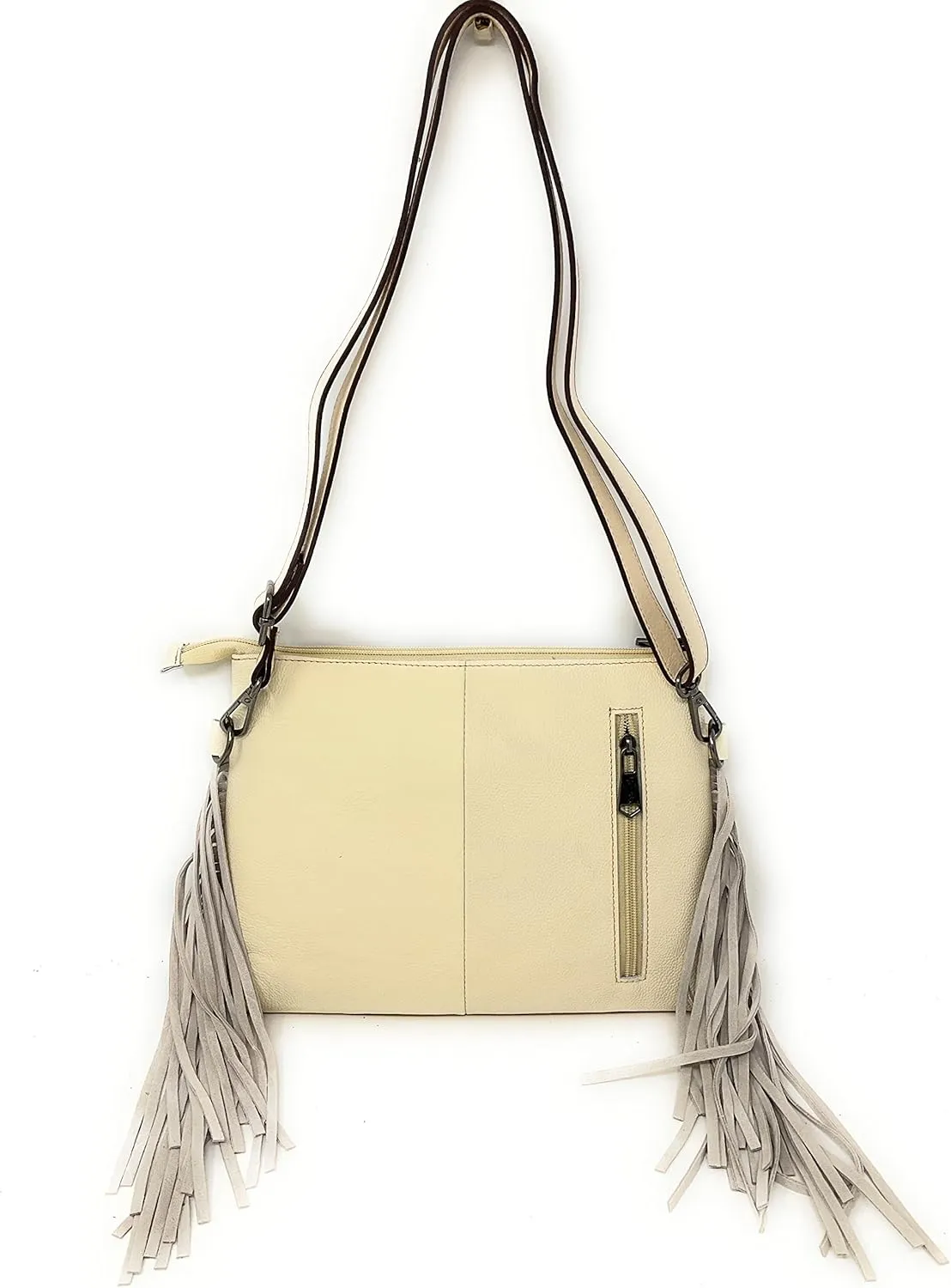 Texas West Handcrafted Genuine Leather Western Cowhide Womens Fringe Clutch Crossbody Bag in 3 Colors
