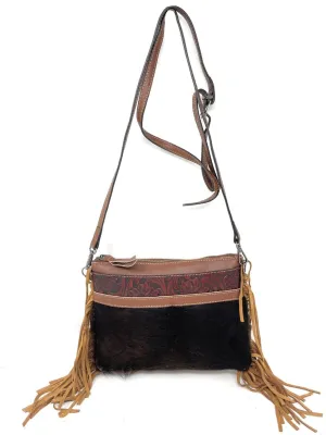 Texas West Handcrafted Genuine Leather Western Cowhide Womens Fringe Clutch Crossbody Bag in 3 Colors
