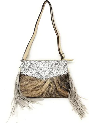 Texas West Handcrafted Genuine Leather Western Cowhide Womens Fringe Clutch Crossbody Bag in 3 Colors
