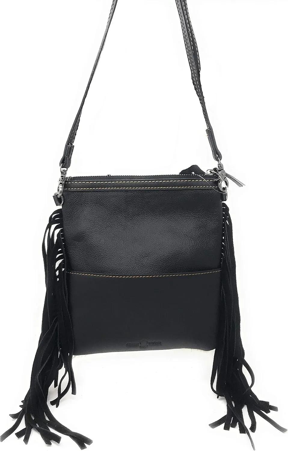 Texas West Handcrafted Genuine Leather Western Cowhide Womens Fringe Clutch Crossbody Bag in 3 Colors