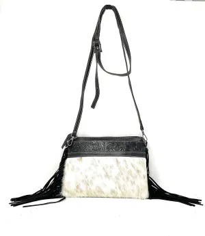 Texas West Handcrafted Genuine Leather Western Cowhide Womens Fringe Clutch Crossbody Bag in 3 Colors