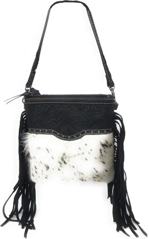 Texas West Handcrafted Genuine Leather Western Cowhide Womens Fringe Clutch Crossbody Bag in 3 Colors