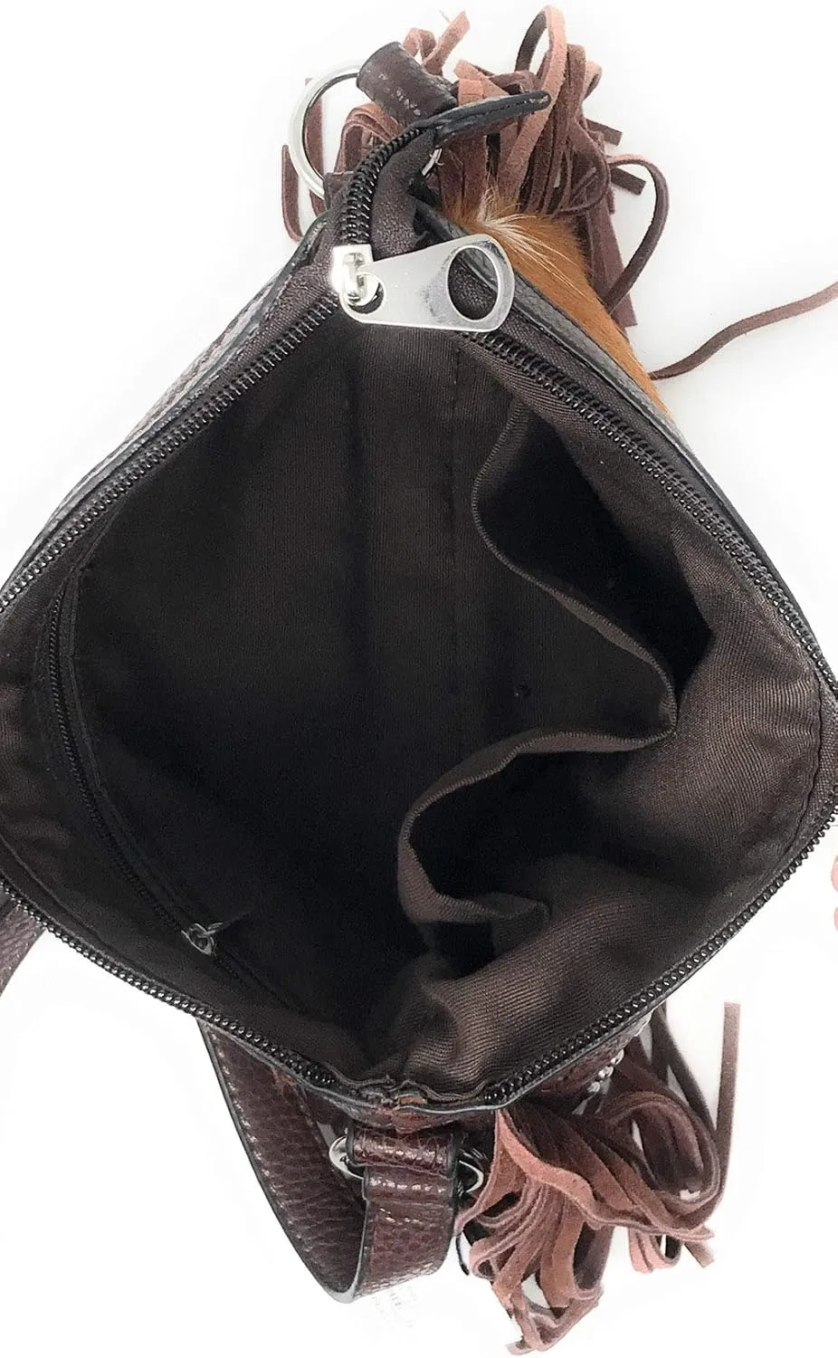 Texas West Handcrafted Genuine Leather Western Cowhide Womens Fringe Clutch Crossbody Bag in 3 Colors