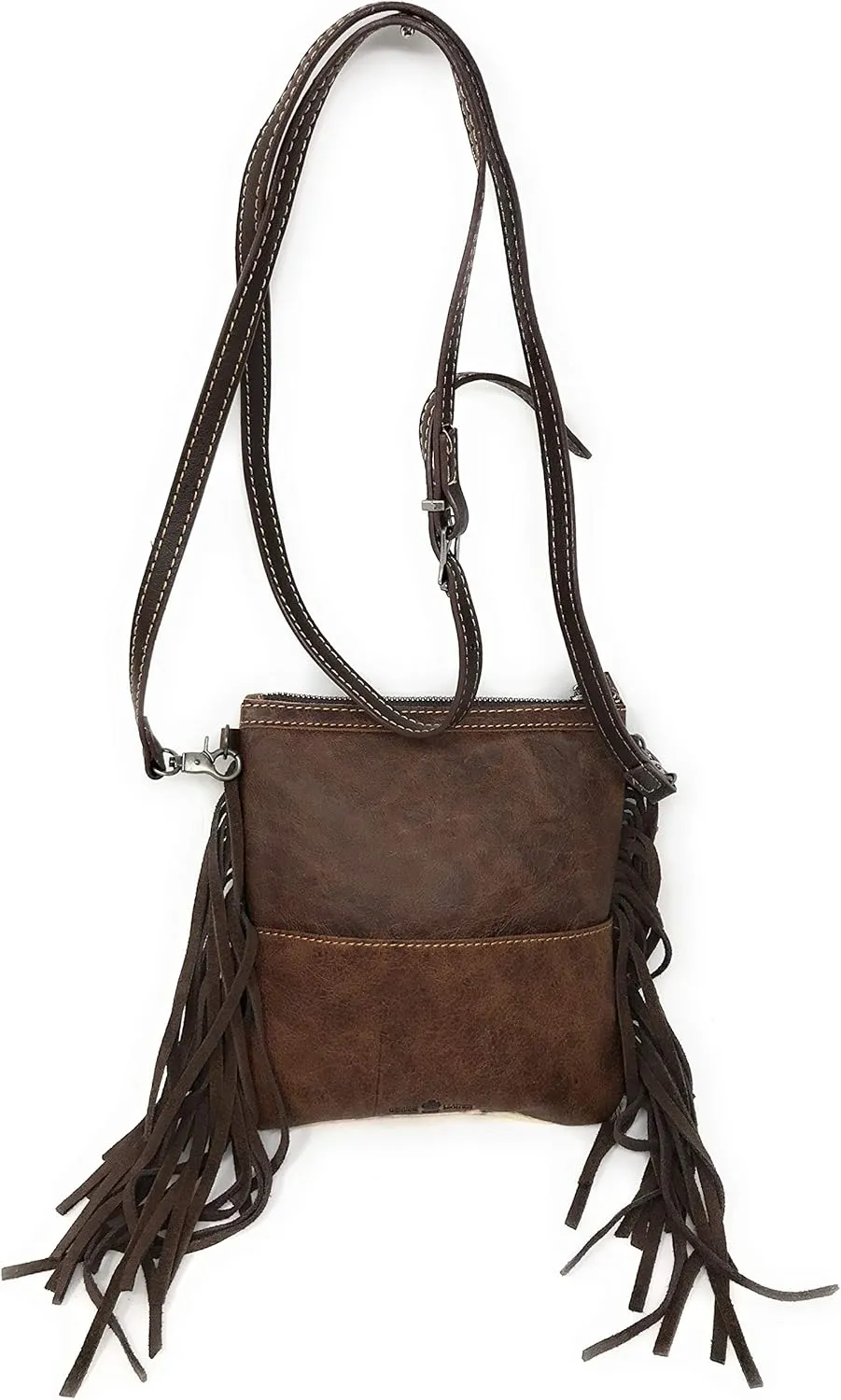 Texas West Handcrafted Genuine Leather Western Cowhide Womens Fringe Clutch Crossbody Bag in 3 Colors