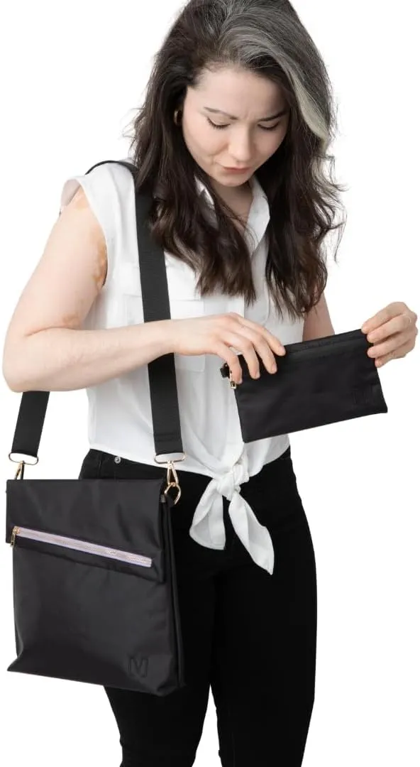 The Flora Smell-Proof Crossbody Nylon Purse w Removable Pouch - Flower-friendly bag w Sealed Zippers and Pockets for secrets