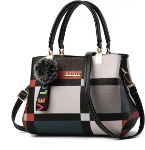 The Tote Bag Women's Color Block Leather Large Handbags Shoulder Bag With Top Handle For Her Mom Sister E