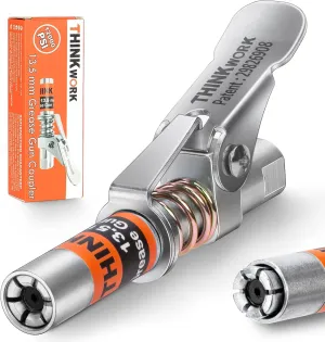 THINKWORK Grease Gun Coupler, 0.53" Grease Gun Tips, Strong Lock on Greases Gun Couplers, 12000 PSI Quick Release Grease Coupler, Compatible with All Grease Guns 1/8" NPT Grease Gun Fitting