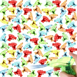 Threan 100 Pieces Mini Water Gun Bulk Plastic Summer Squirt Toys Small Guns Fun Water Pistol for Outdoor Beach Bath Swimming Pool Game Party Favor(Red, Yellow, Blue, Green, Orange, Classic)