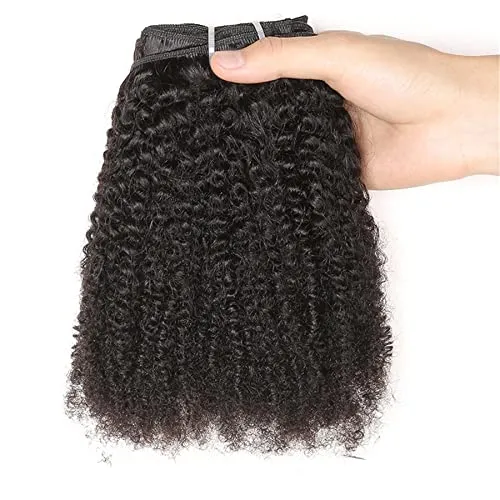 Tight Curly Clip-In Human Hair Extensions 14" Natural Black (#1B)