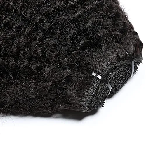Tight Curly Clip-In Human Hair Extensions 14" Natural Black (#1B)