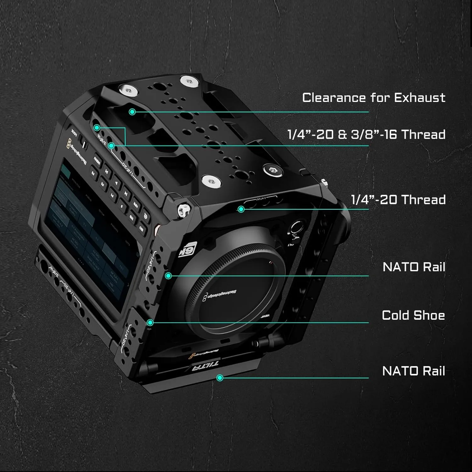 Tilta Camera Cage Pro Kit Gold Mount Compatible with Blackmagic Pyxis 6K/12K | Includes Full Cage, Top Handle, Gold Mount Battery Plate, Side Plate, Bottom Plate, 15mm Baseplate w/Rods, and Mini Tool