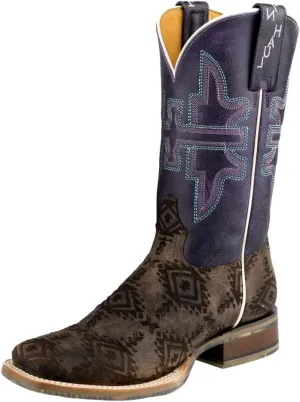 Tin Haul Women`s Lazered Brown Vamp 11In Purple Top Boot