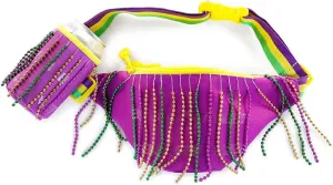 Tipsy Elves Purple UnBeadable Mardi Gras Fanny Pack with Drink Holder (One Size, Purple)