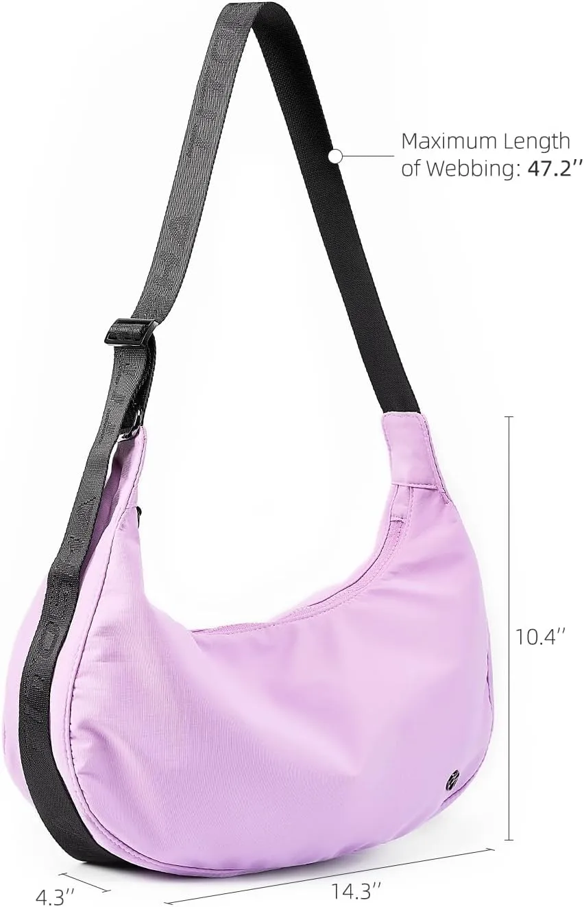 Titosha Medium Nylon Crescent Crossbody Bag for Women with Extended Adjustable Shoulder strap