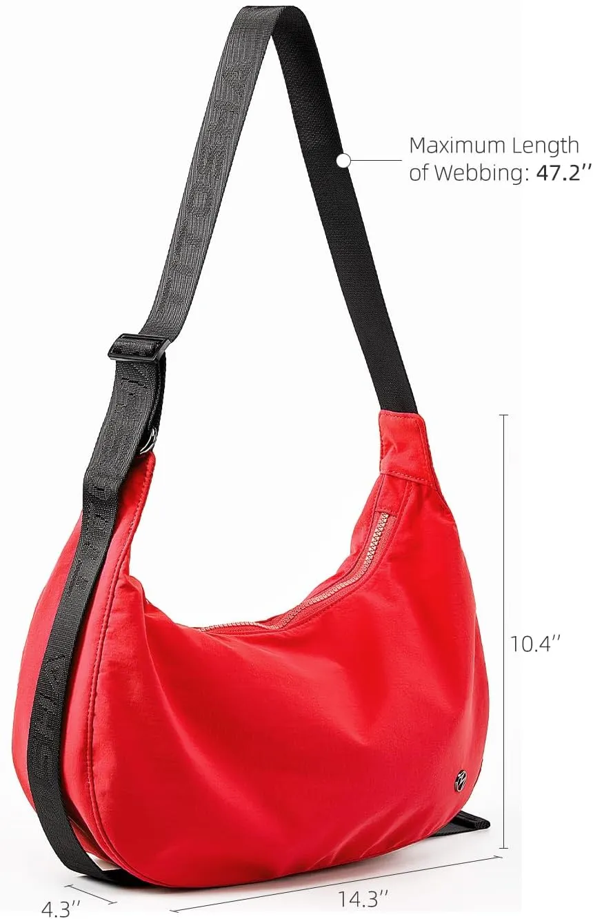 Titosha Medium Nylon Crescent Crossbody Bag for Women with Extended Adjustable Shoulder strap
