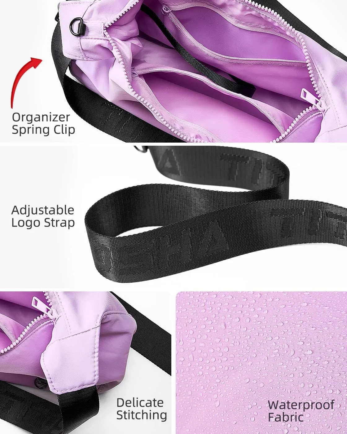 Titosha Medium Nylon Crescent Crossbody Bag for Women with Extended Adjustable Shoulder strap