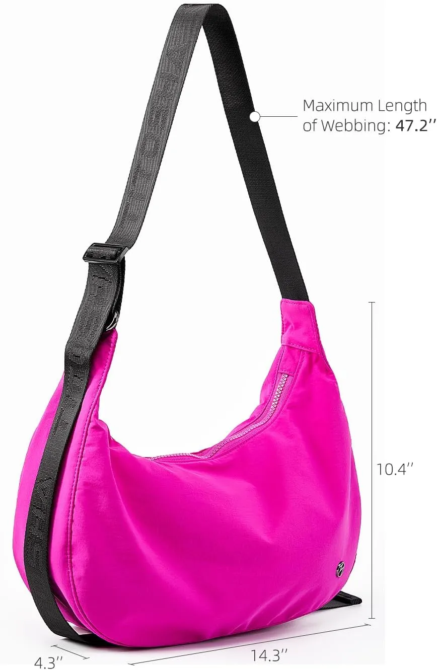 Titosha Medium Nylon Crescent Crossbody Bag for Women with Extended Adjustable Shoulder strap