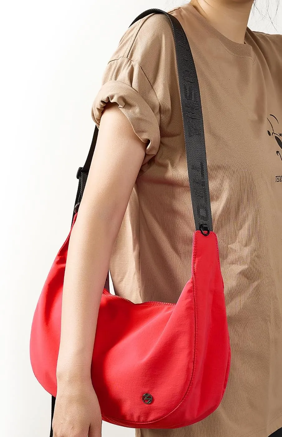 Titosha Medium Nylon Crescent Crossbody Bag for Women with Extended Adjustable Shoulder strap