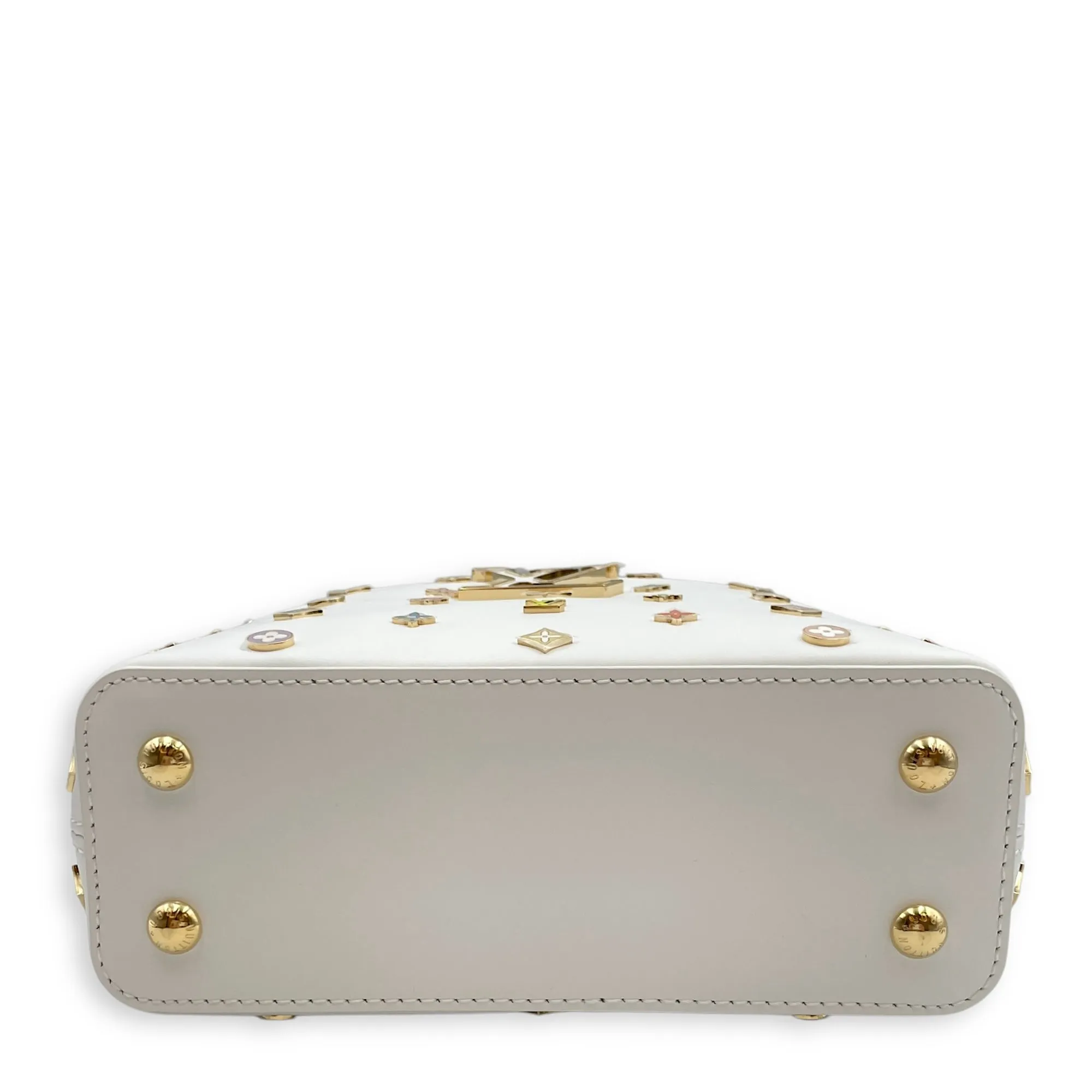 TM Capucines Murakami Mini White Top Handle Bag in Calfskin, Gold hardware