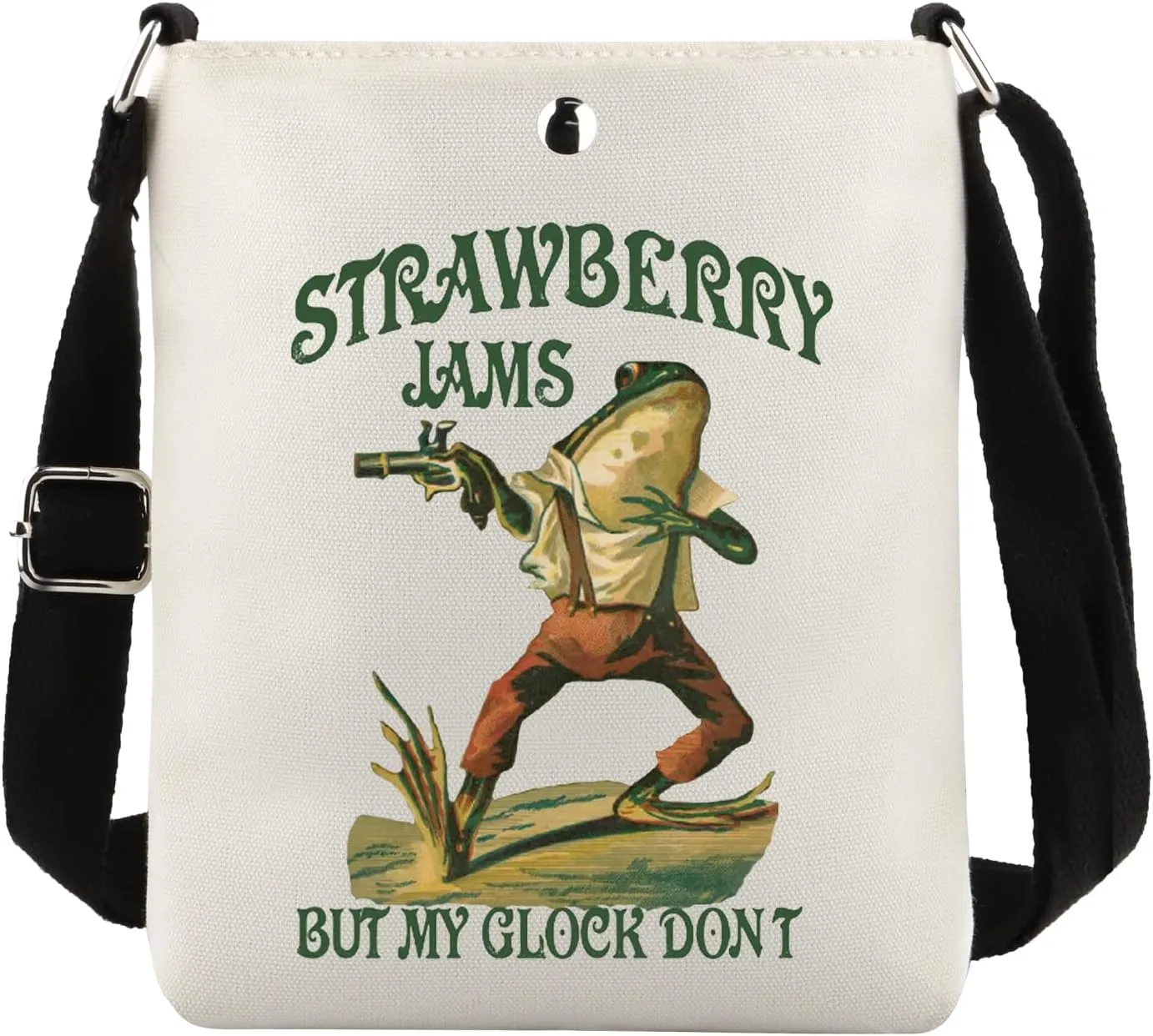 TOBGBE Funny Meme Gift Strawberry Jams But My Don't Crossbody Bag Western Cowgirl Frog Meme Gifts