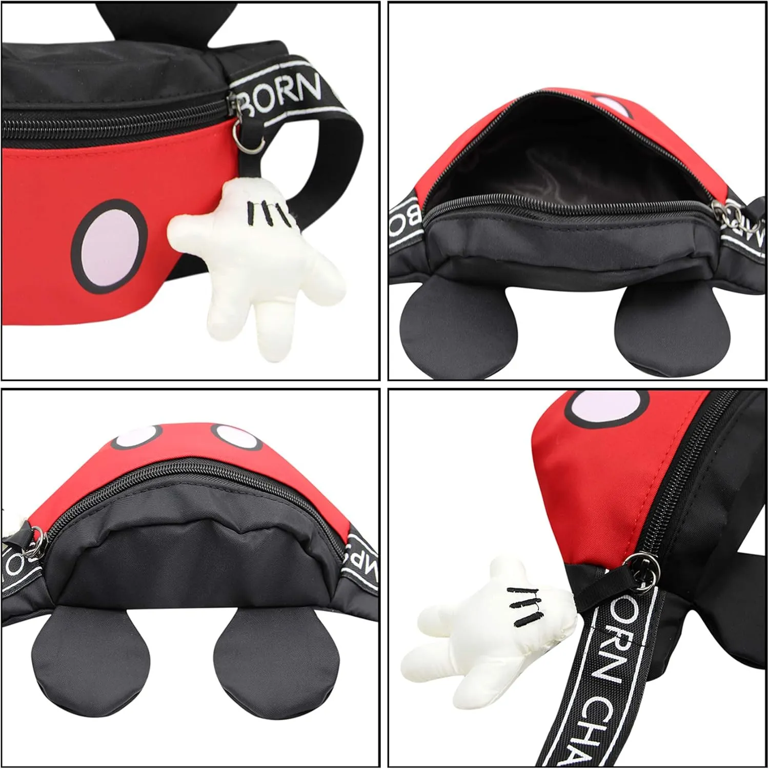 Toddlers Boys Girls Cartoon Fanny Pack Waist Pack Cute Canvas Crossbody Purse Handbag with Mouse Ears