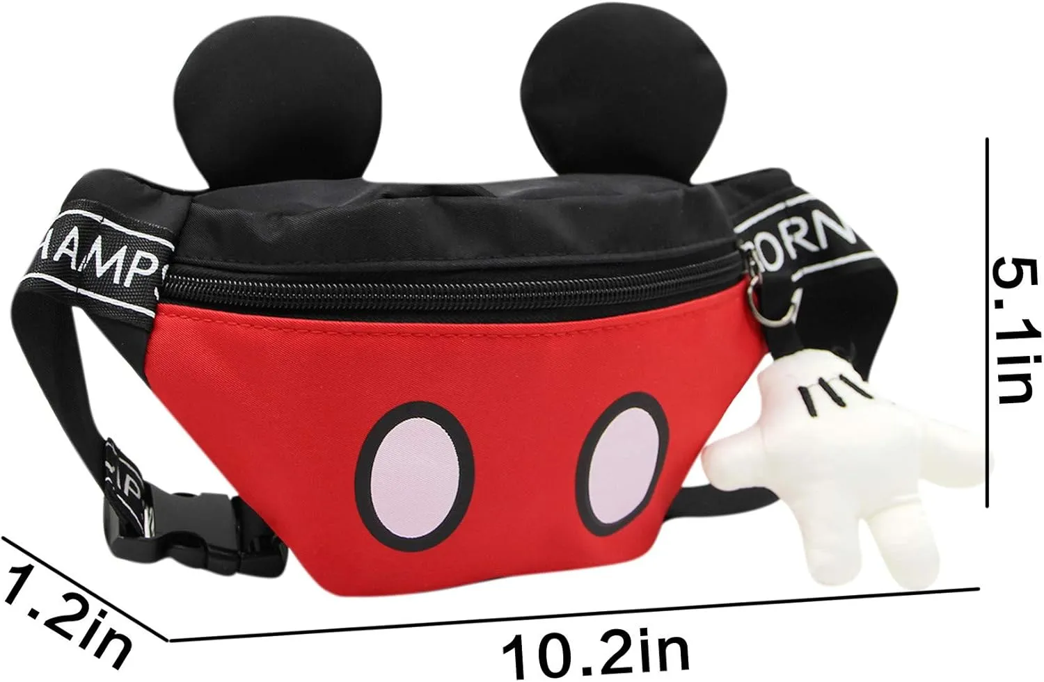 Toddlers Boys Girls Cartoon Fanny Pack Waist Pack Cute Canvas Crossbody Purse Handbag with Mouse Ears