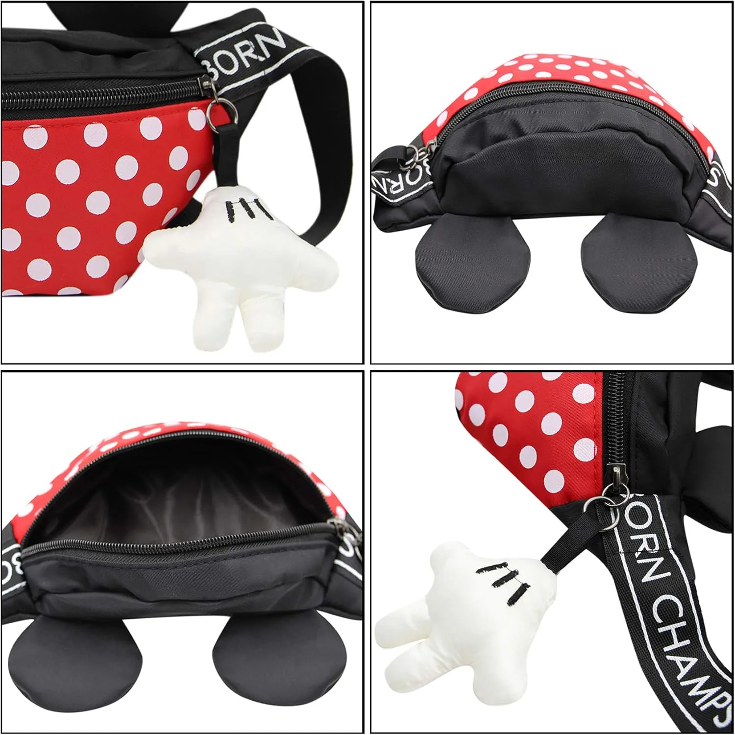 Toddlers Boys Girls Cartoon Fanny Pack Waist Pack Cute Canvas Crossbody Purse Handbag with Mouse Ears