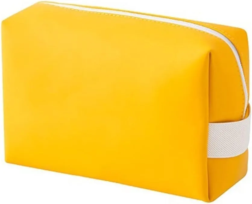 Toiletry Travel Cosmetic Makeup Case Women Zipper Make Up Handbag Organizer Storage Pouch Wash Bags (Yellow)